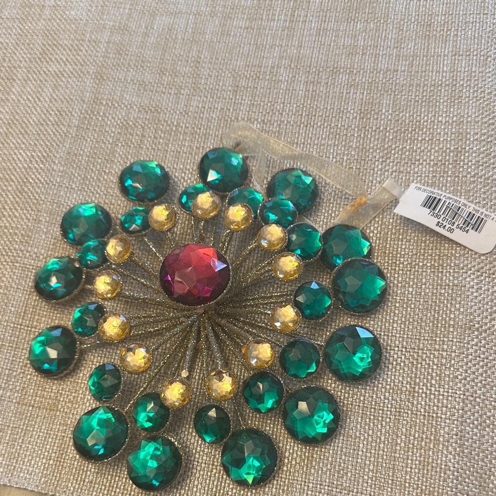 Green and‎ Gold Gem Ornament NWT